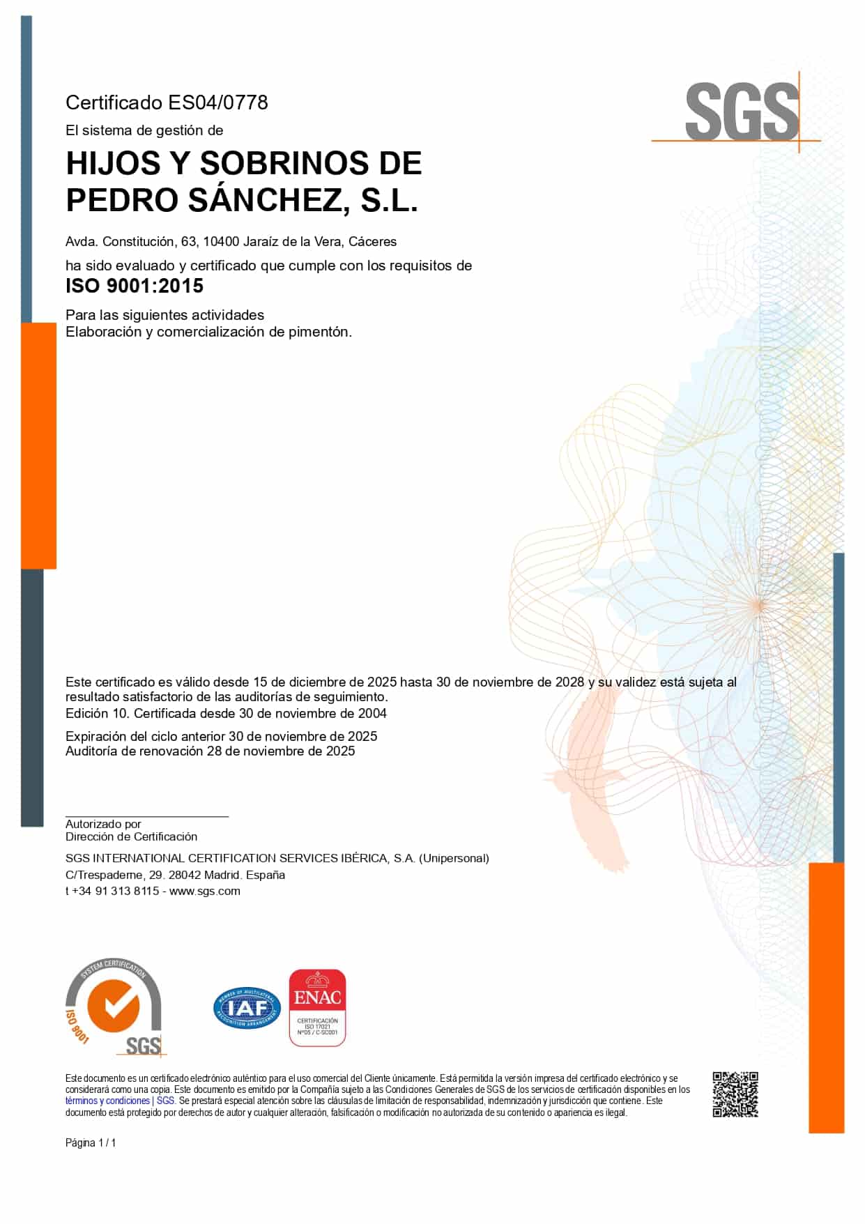certificado de calidad iso 9000